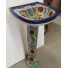 Mexican Talavera Pedestal Sink Colibri Girasoles